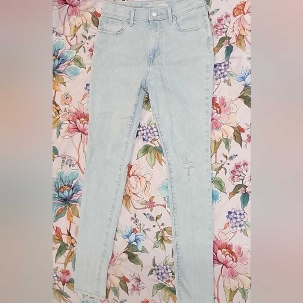 OLD NAVY - ROCKSTAR Pale Blue  Distressed Stretchy Girls Jeans